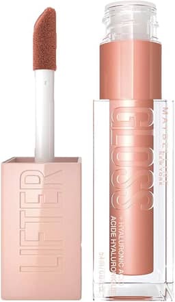 Maybelline NY Lip Lifter Gloss Brilho Labial com Ácido Hialurônico, Promove Lábios Volumosos, Hidratados e Cheios de Brilho, Aplicador XL para Make Glow, Cor Stone, 5.4ml