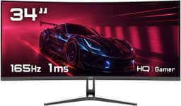 Monitor Gamer 34" Curvo 1ms, 165Hz, UltraWide (QHD) - 3440x1440 AMD FreeSync, HDMI, DP, HQ Premium HQ34C16 Bivolt