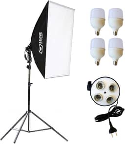 Kit Softbox com 4 lampadas LED e tripé de 2m, luz contínua para estúdio foto e vídeo