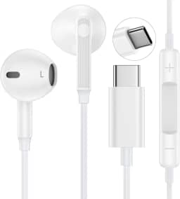 Fones de ouvido USB C com fio para iPhone 16e/16 Pro Max/16 Plus, Samsung Galaxy A16/A56/A26/A36/S25 Ultra/S25 Plus/S24 Ultra/S23/S22, Tipo C, fones de ouvido estéreo HiFi