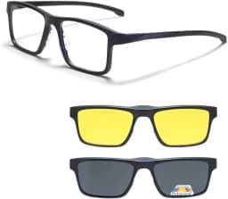 Armação de Oculos para Grau, Oculos de Sol Masculino, Polarizado, Oculos com Clip On 3 em 1, Dia e Noite, Imã Magnetico