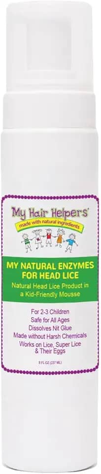 Enzimas naturais para remoção de piolhos da My Hair Helpers - mousse dissolve naturalmente a cola de lêndeas - Funciona em 2 a 3 crianças, 20 ml