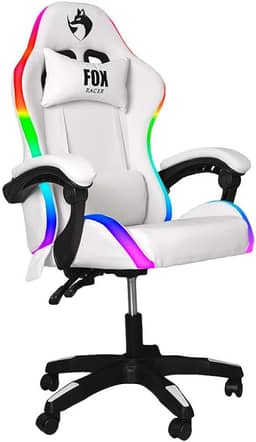 Cadeira Gamer Fox Racer Nordic Rgb Encosto Ajustavel Branca Até 120kg