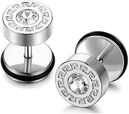 Brincos masculinos de zircônia cúbica de aço inoxidável