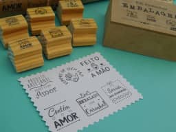 Nova Carimbos Kit de Selos Quadrado Madeira 2,5x2,5 cm