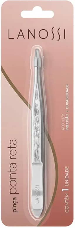 Pinça Ponta Reta, Cor Silver, Lanossi.