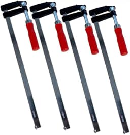 Kit 4 Grampos Sargentos Para Marceneiro 12pol. 300mm Tipo F Cabo de Madeira Carpiteiro Niquelado Aço