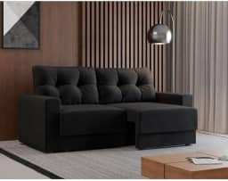 Sofá 3 Lugares Retrátil Lubeck Suede Preto 140 cm