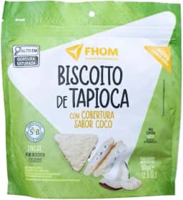 Snacks de Tapioca com cobertura de Coco sem Glúten sem Lactose Alimento Vegano Fhom 60g