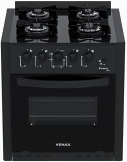 Fogao de Embutir 4 Bocas Venax Picasso Line Preto Fosco Gas Glp