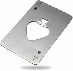 Abridor de Garrafa Formato Carta de Baralho em Aço Inoxidável Portátil, Compacto, Resistente, Estilo Poker Ideal para Churrasco, Viagens, Bar em Casa.