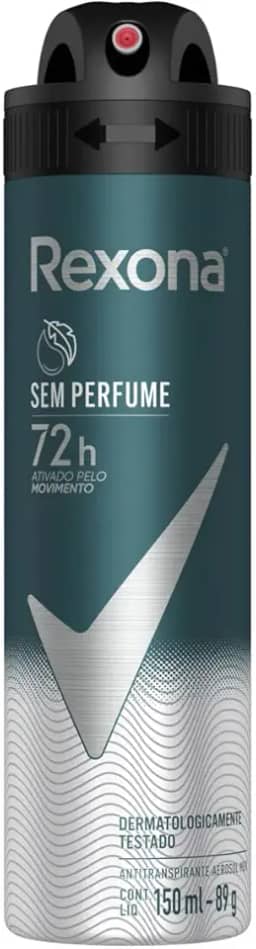 Desodorante Antitranspirante Aerosol Masculino Rexona Sem Perfume 72 horas 150ml (A embalagem pode variar)