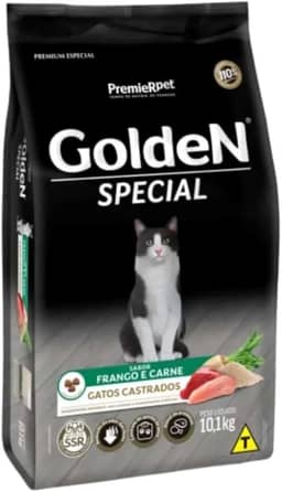 PremieR Pet Golden Special Ração Seca para Gatos Castrados Sabor Frango e Carne 10,1kg