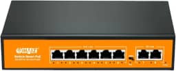 Switch de Rede Haiz 6 Portas PoE + 2 UpLink Gigabit 10/100/1000Mbps HZ-1008GBPOE