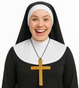 Fantasia de Freira Véu Branco e Crucifixo De Plastico Carnaval Halloween