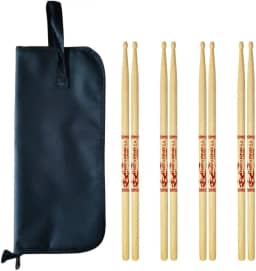 Kit com 4 Baquetas Liverpool Nirvana 5A e Bag Simples Preto