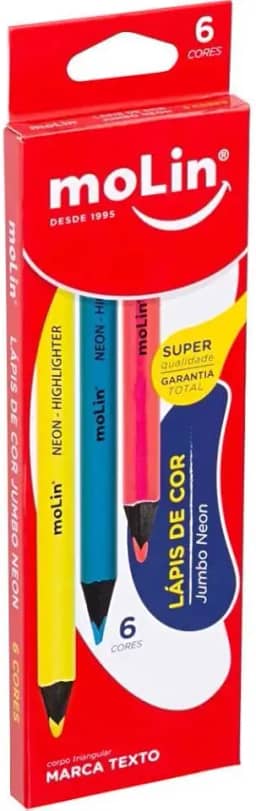 Lápis Marca Texto, Molin, 086471, 6 Cores Neon