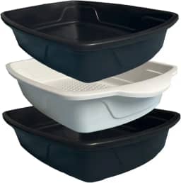 Kit Caixa Bandeja Higênica Diário Para Areia de Gato Com Duas Bandejas e Uma Peneira Cat Clean Produto Pático Para o Seu Dia a Dia (Preto)