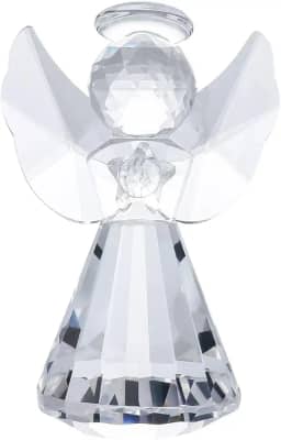 Mini Estátua Anjo Guardião Cristal 8 cm – Escultura Decorativa Premium, Proteção Espiritual e Presente Memorável para Casa, Escritório e Datas Especiais