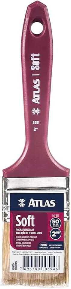 Atlas - Trincha Médica para Pintura com Cerdas Brancas, 100% Naturais, Extra-macia de 2 Polegadas