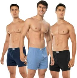 Kit 3 Cuecas Samba Canção Masculina, 100% Algodão, com Abertura Frontal Keeper