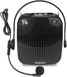 THOTEM Amplificador Profissional Portátil de Voz T4, 15W com Bluetooth 5.0 e Microfone com Fio - Preto