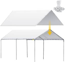 3 x 6 m Cobertura de garagem resistente à prova d'água para garagem para carro capa de substituição com 50 elásticos esféricos, apenas tampa superior, moldura não incluída