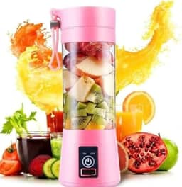 Liquidificador Portátil USB, 380ml, 6 Lâminas Inox, Recarregável, para Sucos e Vitaminas