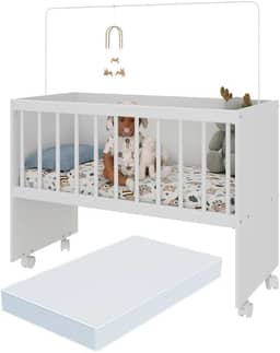 Berço Reborn com Colchão Incluso e Rodízios Multimóveis Mp4382c Branco