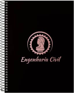 Caderno Universitário Espiral 20 Matérias Profissões Engenharia Civil (Preto e Rosê)