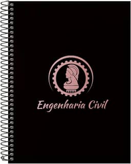 Caderno Universitário Espiral 20 Matérias Profissões Engenharia Civil (Preto e Rosê)
