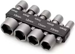 JOGO COM 9 SOQUETE CANHAO PARAFUSADEIRA 5MM A 13MM