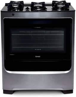 Fogão Consul 5 bocas cor Inox com mesa de vidro e grade de ferro fundido - CFS5VAR BIVOLT