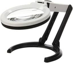 Lupa De Mesa Bancada 10 Leds Lente 120mm pilhas e bivolt CBR03549 - Commerce Brasil