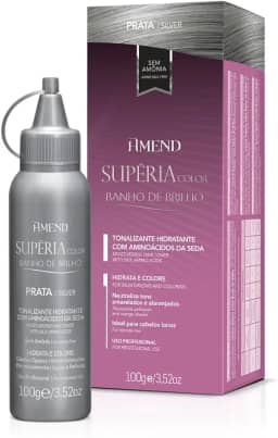 Kit Banho De Brilho Amend Supéria Color, 100g, Sem Amônia, Condiciona Os Fios Realçando A Cor, Brilho Intenso E Vitalidade Aos Cabelos, Sem Amônia E Sem Oxidantes (Prata)