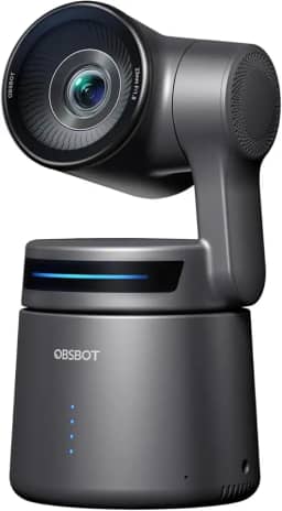 OBSBOT Tail Air Câmera PTZ 4K com Rastreamento AI, Transmissão NDI, Controle por Gestos, Portátil e Compatível com YouTube/Facebook/Twitch - Ideal para Live Stream, Vídeos e Estúdio Profissional