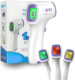 Termômetro Digital Infravermelho 3 Em 1 Premium Sem Contato Alta Precisão para Testa Corpo Líquidos e Alimentos com Visor LCD e Alarme de Febre