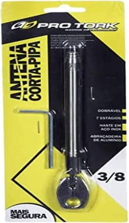 ANTENA CORTA PIPA PRO TORK 7 ESTÁGIOS RETRÁTIL 3/8 PARA RETROVISOR CROMADO