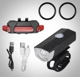 Kit Farol e Lanterna para Bicicleta LED Potente Recarregável via USB, À Prova d’Água, Vários Modos de Luz, Alta Visibilidade Noturna