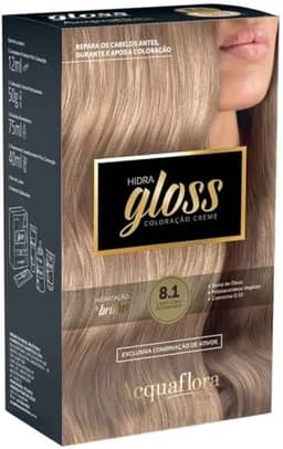 AcquaFlora Coloração Permanente Hidra Gloss Louro Claro Acinzentado 8.1 Acquaflora