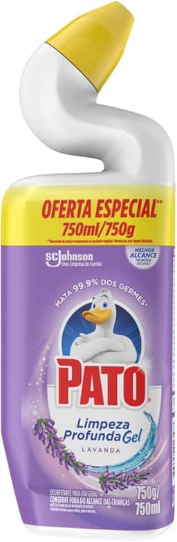 Pato Limpador Sanitário Gel Desinfetante, Lavanda, Limpeza Profunda, 750ml