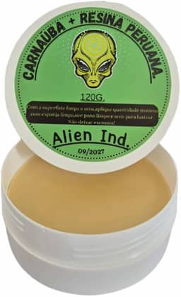 Cera Automotiva Carnaúba + Resina Peruana Alien Cera 120g | Brilho Espelhado, Remove Pequenos Riscos, Proteção e Revitalização da Pintura e Queimados