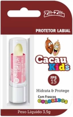 Zinzin Protetor Labial Hidratante Cacau Kids Fps15 3,5g