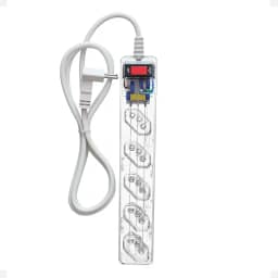 Filtro de Linha iCLAMPER Energia 5 com Proteção contra Surtos Elétricos(DPS) LCF 5 Tomadas, 3 Pinos, 10 Amperes para PC, Notebook, Monitor, Impressora, PS5, Alexa etc, Bivolt, Cabo de 1m Transparente