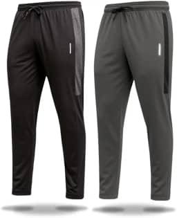 Kit 2 Calças Masculinas Esportivas Slim Fit Preto e Cinza Mescla Calça Comprida