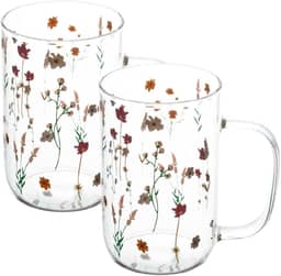 WOLFF - Conjunto 2 Canecas de Vidro Borossilicato Resistente a Calor Bouquet 280ml