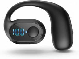 Fone de Ouvido Bluetooth 5.3 Sem Fio KY2 Pro, Gancho de Orelha, Display Digital de Bateria, Baixa Latência para Esportes e Negócios (Preto)