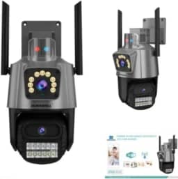 Câmera IP WiFi de Segurança Externa HD 3MP Com Alarme – Visão Noturna Infravermelha, Dupla Lente, IP66 à Prova d’Água