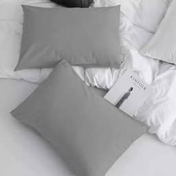 Par de Fronhas Premium na Cor Cinza, em Tecido Percal Flex 400 Fios-FS