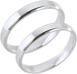 Par Aliança de Compromisso Chanfrada 3mm Prata Legítima